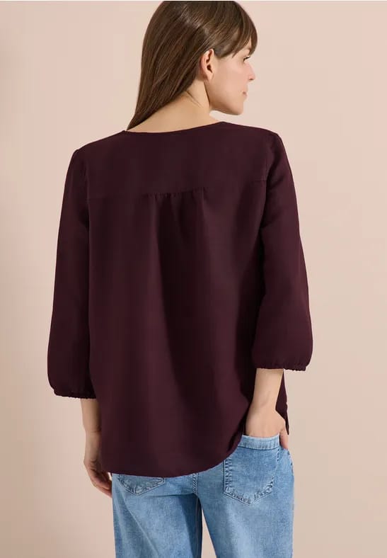 Tuniek met gespleten hals in linnenmix