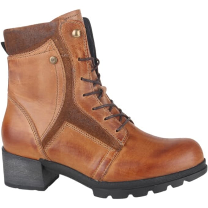 Wolky 0610030 430 Bruine leren Dames Veterboots - Cognac - 41