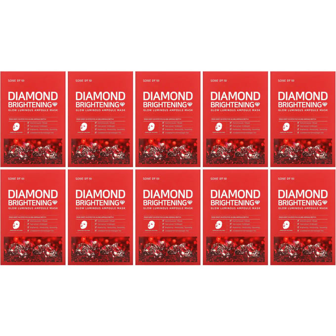 SOME BY MI, Glow Luminous Ampoule Beauty Mask, Diamond Brightening, 10 packs, 25g each brown