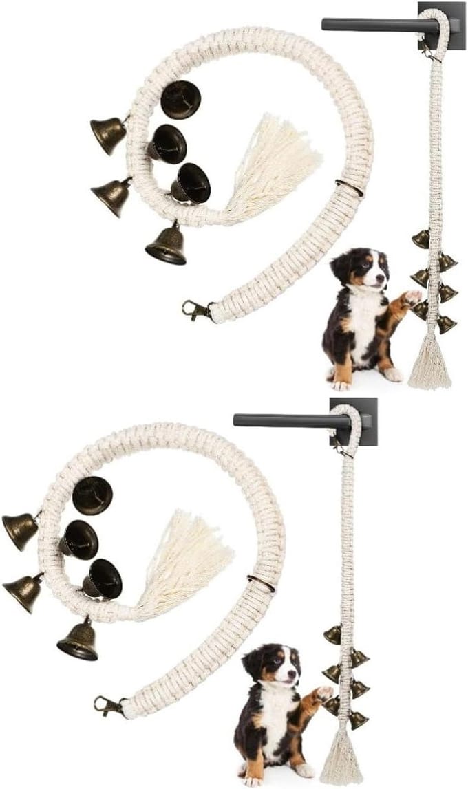 Huisdier Deurbel Touw - Hondentraining Bel - Zindelijkheidstraining Hond - Verstelbare Lengte - 80 cm - Wit
