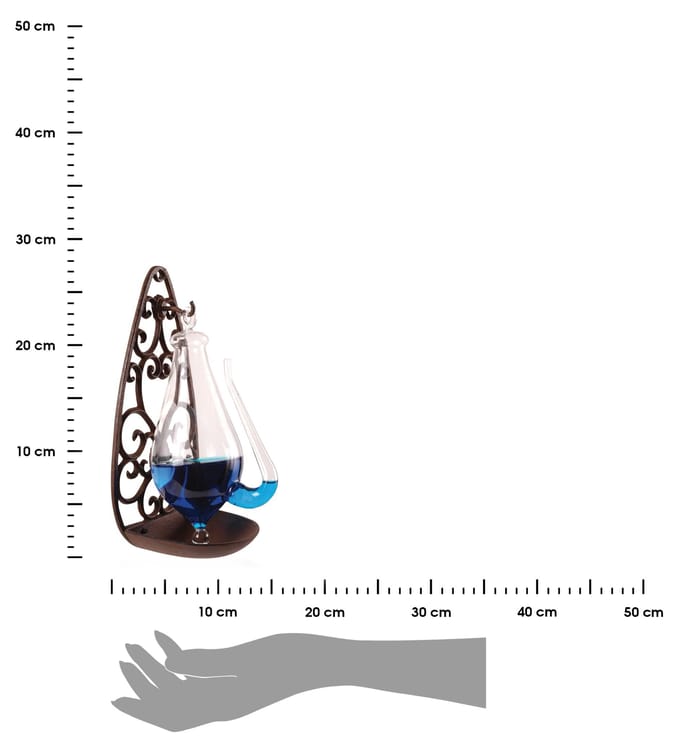 Barometer/donderglas met gietijzer houder