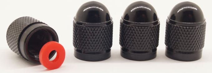 Schrader (auto) ventiel - Zwart aluminium bolvormig met afdichting