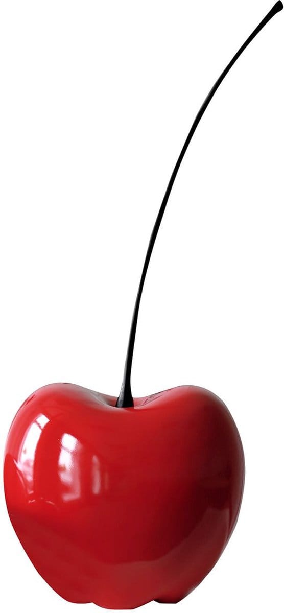 Sculptuur - Beeld - "Celebration" Kers - Rood - Decoratief Figuur - Fruit - Diameter 17 cm - H 42 cm
