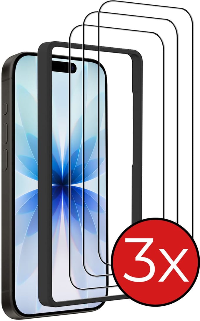 Screenprotector - 3 Stuks - Geschikt voor Apple iPhone 17 - Met Installatie Frame - Beschermglas - Gehard Glas - Tempered Glass - Screen Protector