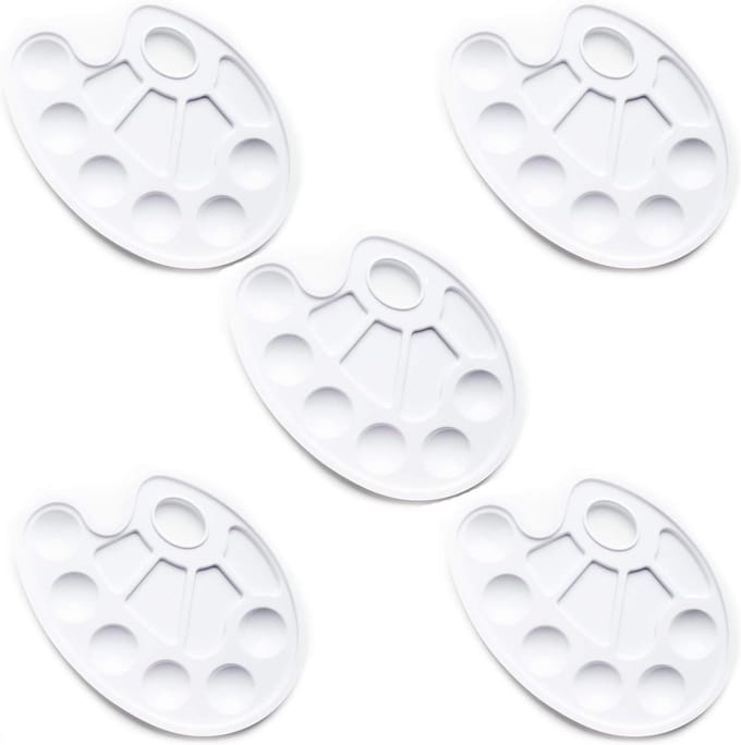 Ovale kunstpalet tray voor schilderen met duimgat (5 stuks)
