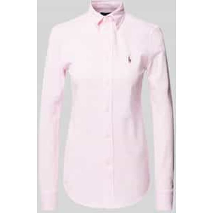 Polo-overhemdblouse met button-downkraag