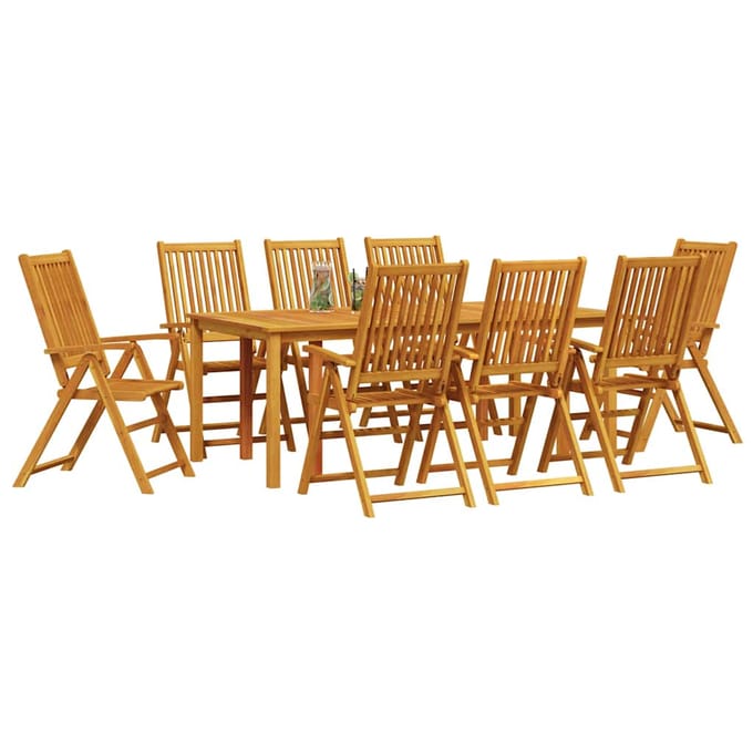 vidaXL - Tuin - Eettafel - Set - 9 - st - Bruin - Massief - Acacia - Hout
