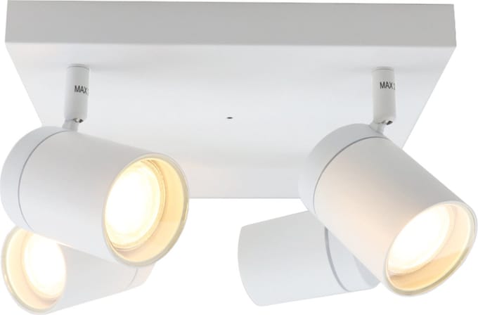 Olucia - CIARA - Plafondlamp - Wit - 4L - Geschikt voor Badkamer - Vorm: Vierkant