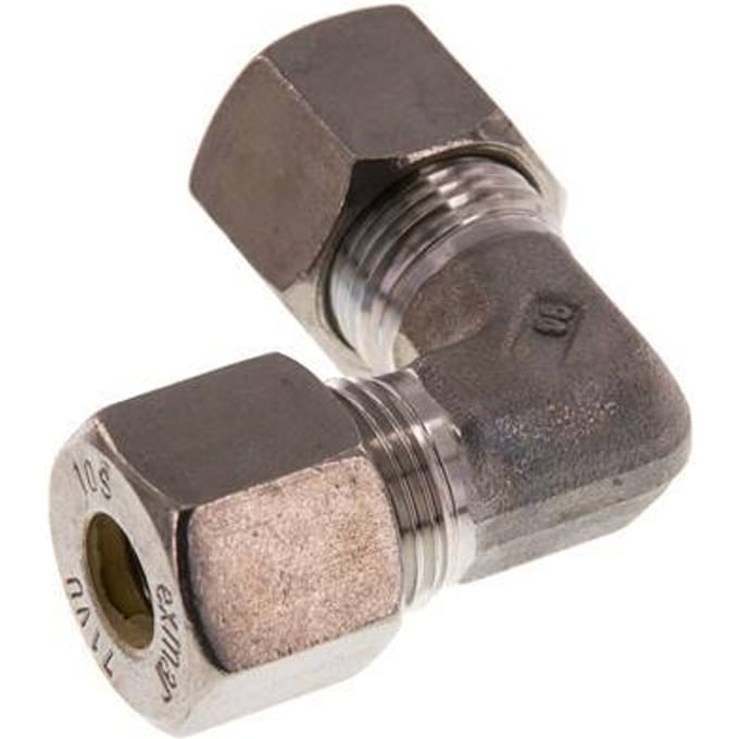 10S RVS L-Knelfitting 90 graden 630 Bar DIN 2353 - FL2E-O-ST-10-S