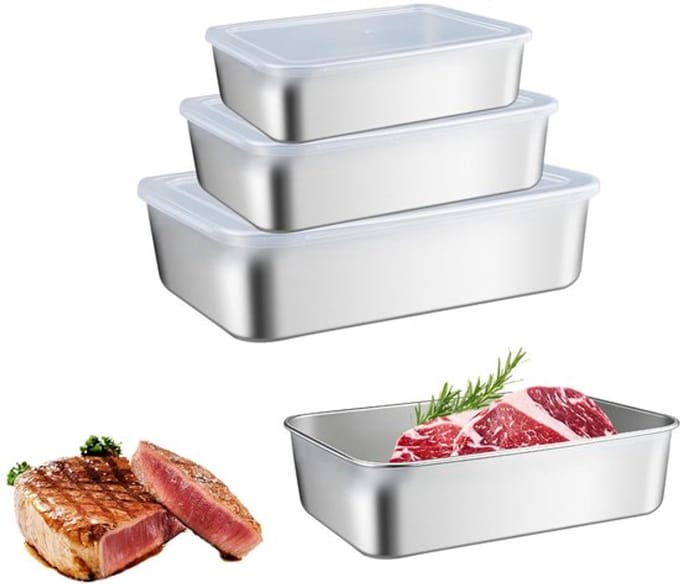 NTHProducts - Opslagcontainers - Rvs voedselcontainers - 3-delige set - 1000ml