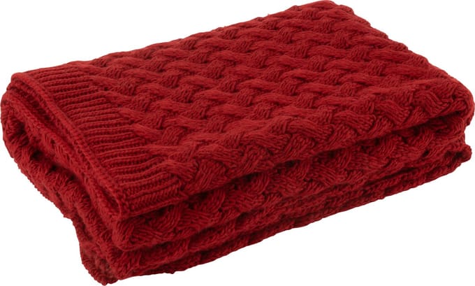 J-Line plaid Gebreid - textiel - rood - 180 x 130 cm