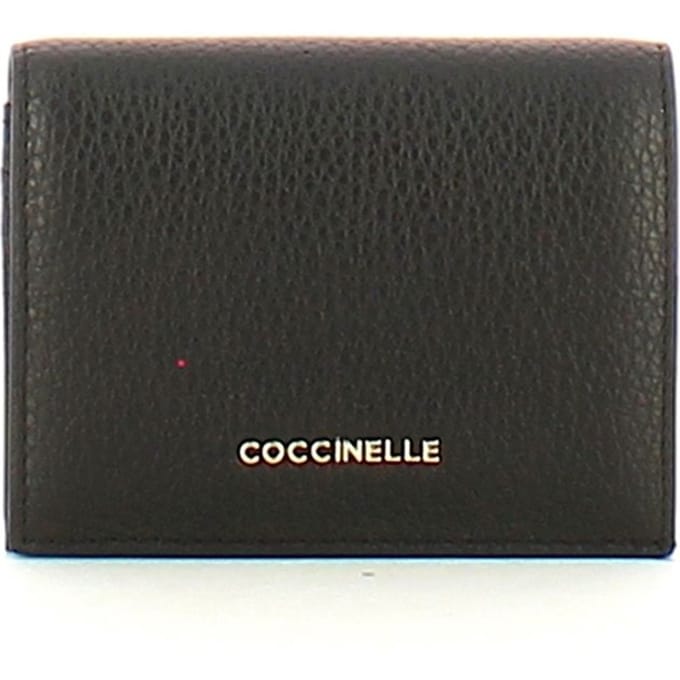 COCCINELLE MINI PORTEFEUILLE METALLIC SOFT LEDER ZWART