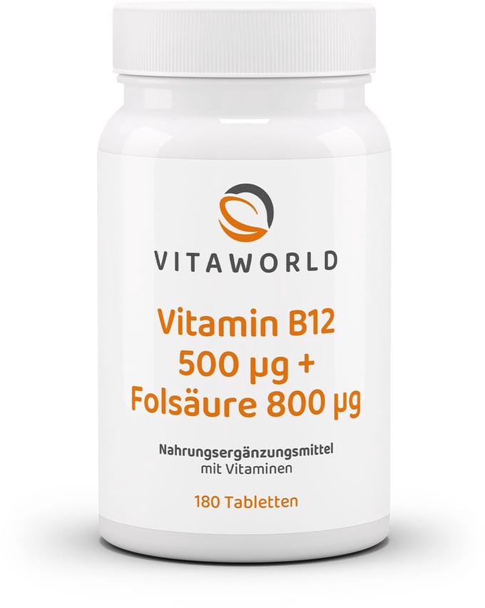 Vitaworld Vitamine B12 en foliumzuur 180 tabletten