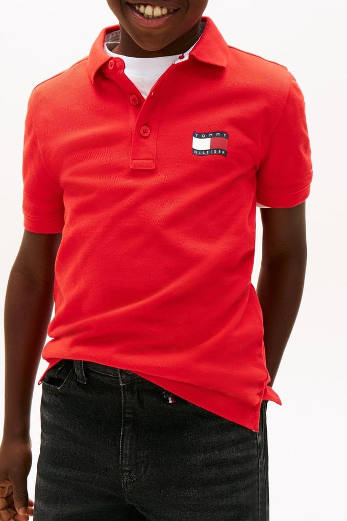 Tommy Hilfiger Boys Wavy Flag Polo Rapid Red Maat: 8 | Overhemden Outlet | kids | Rood