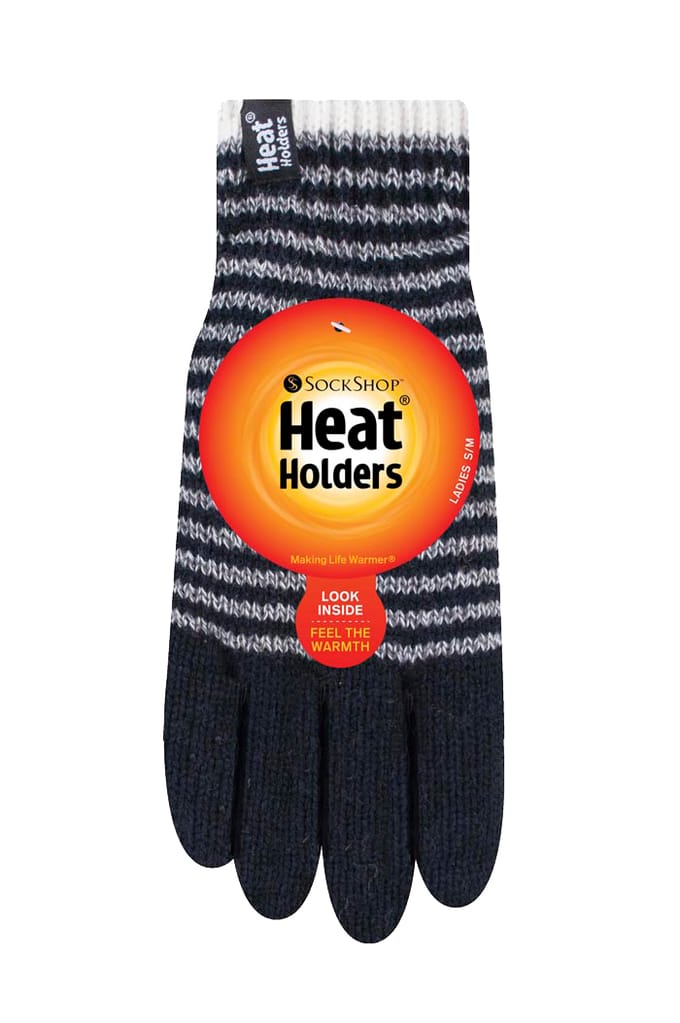 Heat Holders - Gestreepte dameshandschoenen voor de winter - Zwart (Oslo)
