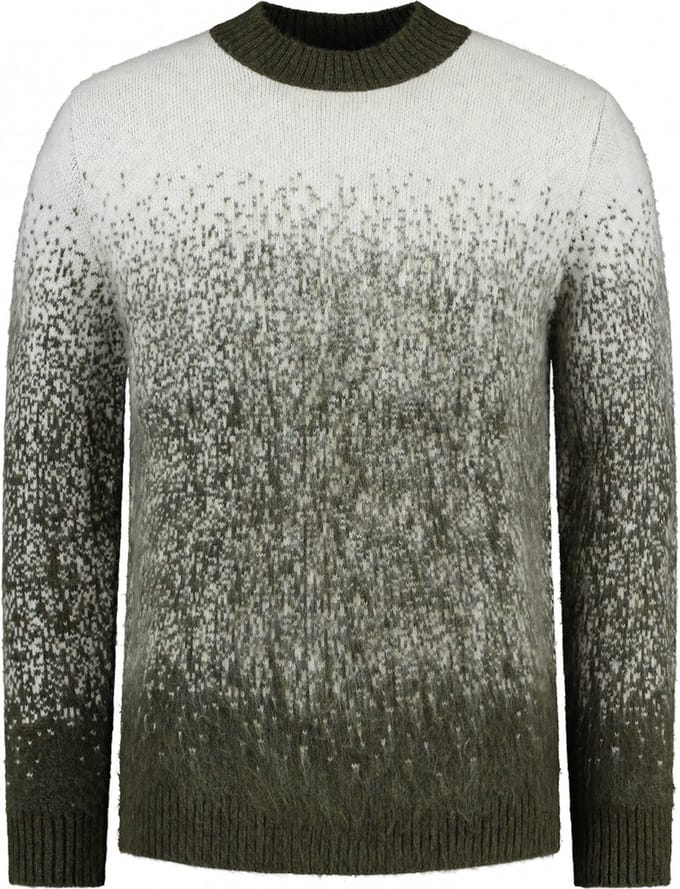 Purewhite - Heren Oversized fit Knitwear Crewneck LS - Army Green - Maat M