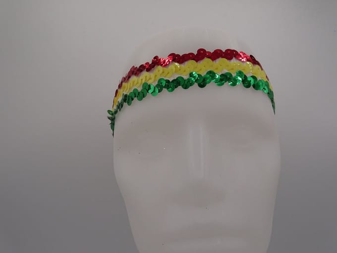 Hoofdbandje pailletten rood geel groen/Carnaval