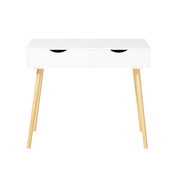 SoBuy FWT40-WN Bureau - Wit Houten Compositie met 2 Laden