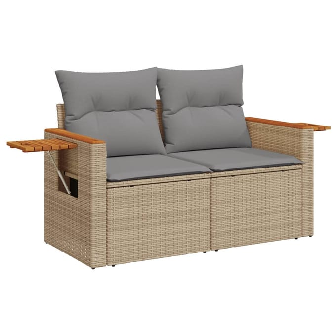vidaXL - 6-delige - Loungeset - met - kussens - poly - rattan - beige