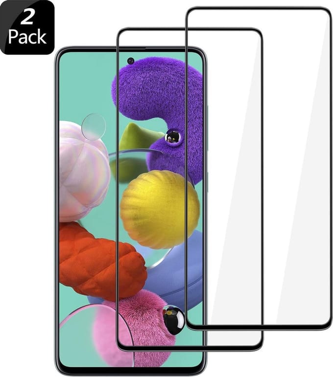 Volledige dekking Screenprotector Glas - Tempered Glass Screen Protector Geschikt voor: Samsung Galaxy A71  - 2x