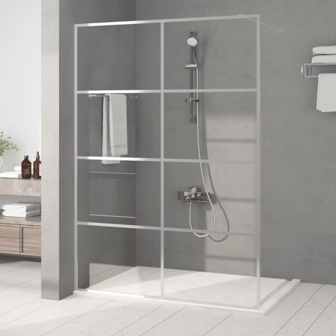vidaXL - Inloopdouchewand - 140x195 - cm - transparant - ESG-glas - zilverkleurig