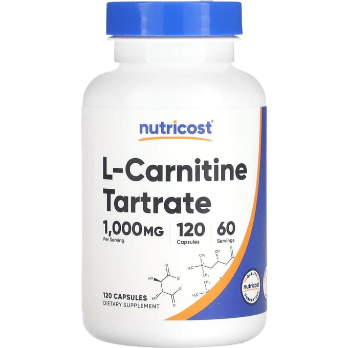 Nutricost, tartrate de l-carnitine, 1 000 mg, 120 capsules (500 mg par gélule)