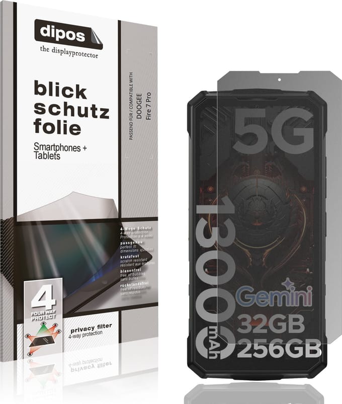dipos – Matte Privacy Screenprotector geschikt voor DOOGEE Fire 7 Pro | Anti-Spy Beschermfolie