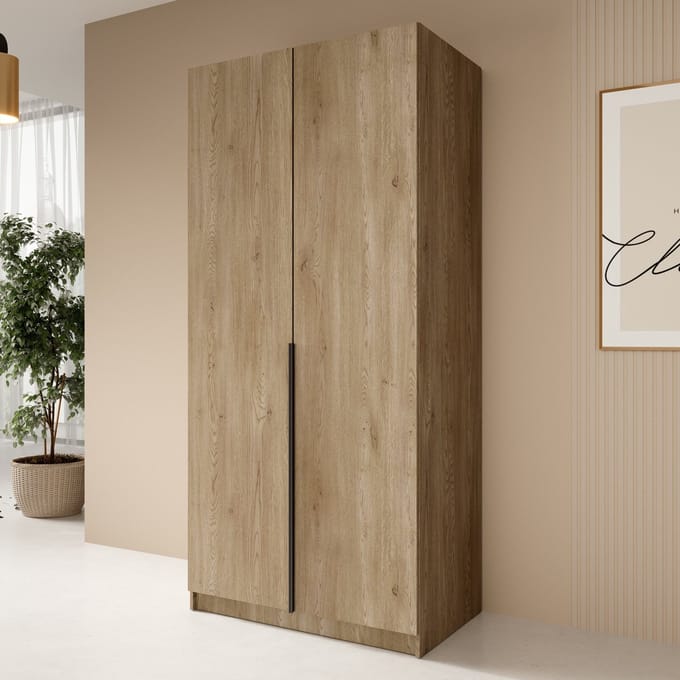 Meubella - Kledingkast Bruno - Eiken - 100 cm