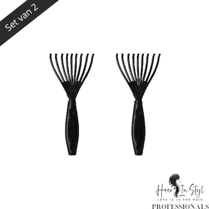 Haar in Stijl® 2 Kamreinigers Zwart - Borstel - Ontpluizer