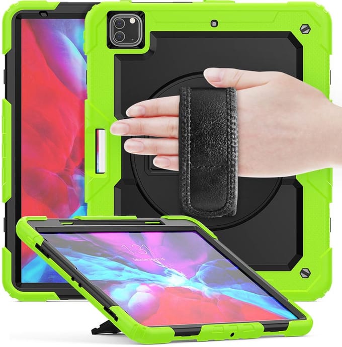 Casecentive Handstrap Pro Hardcase met handvat iPad Pro 12.9 2022 / 2021 / 2020 / 2018 groen