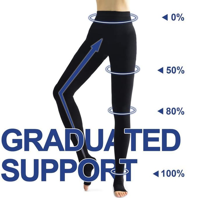 Open Teen 20-30 Mmhg Gegradueerde Compressie Dijhoge Panty's Medische Kousen Voor Spataderen Oedeem Beenondersteuning L zwart