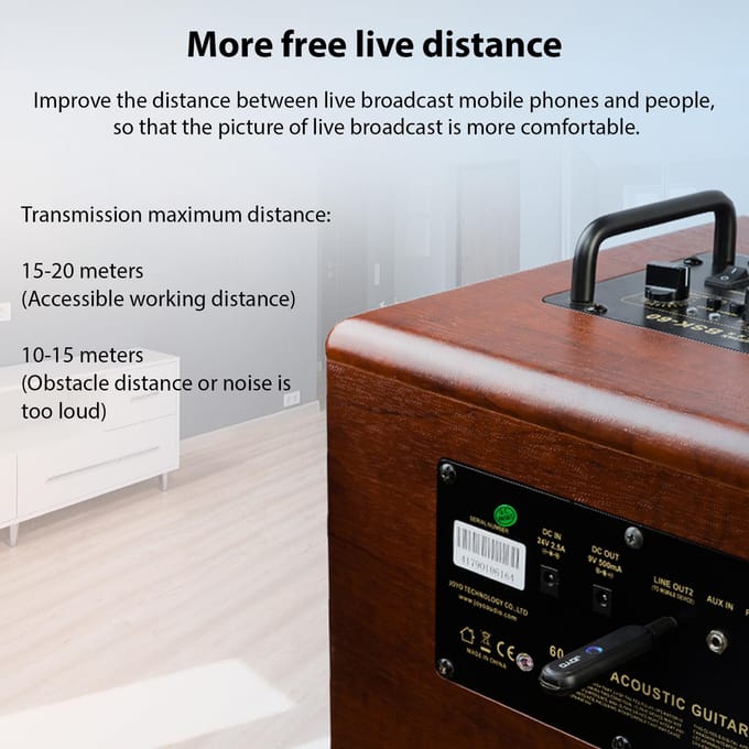 JOYO Draadloze Audio Interface Zender Ontvanger Set Twee Interface voor Mobiele Live Streaming zwart