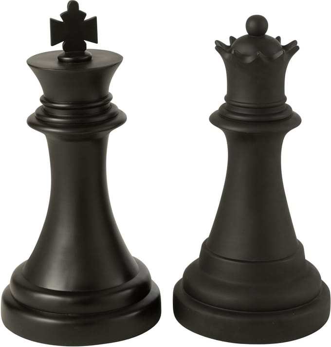 J-Line decoratie Schaakstuk Koningin - polyresin - zwart