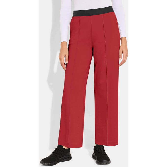 Jersey vrijetijdsbroek met biesjes - rood - Gr. 48 van Goldner Fashion