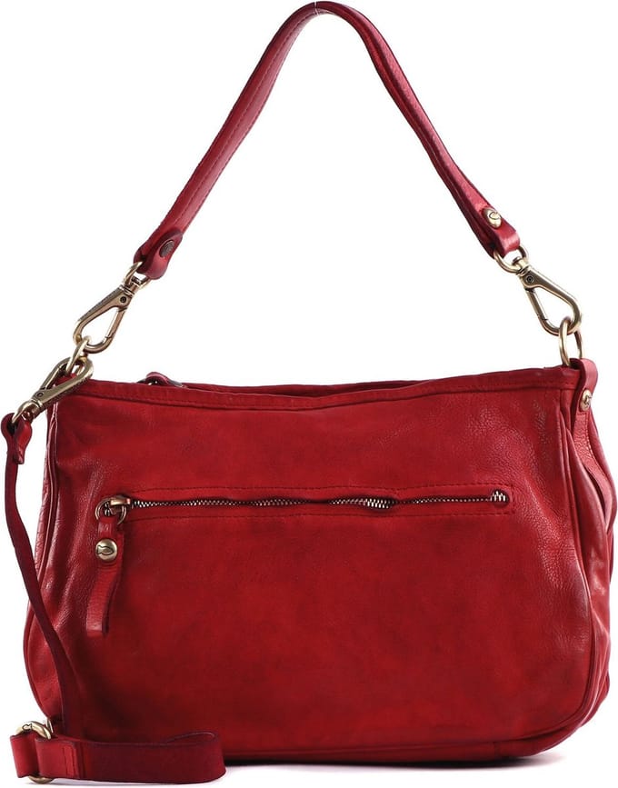CAMPOMAGGI Leren Schoudertas Eracle Shoulder Bag Rosso Rood
