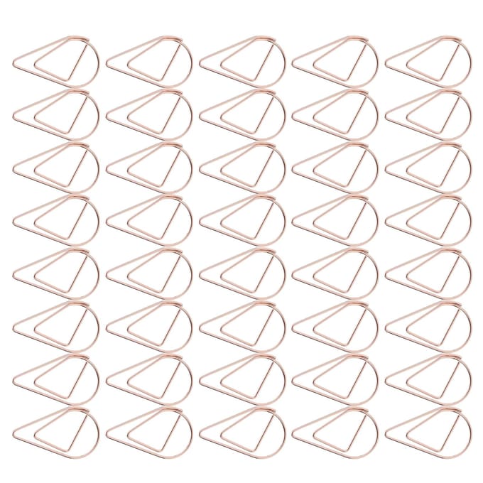 40 Pièces Trombone Forme Goutte d'Eau Rose Doré Broches Mignonnes pour Classification de Fichiers de Bureau white