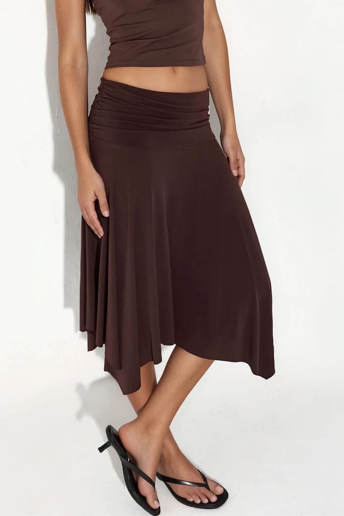 Hoge Taille Maxi Rok met Drapeer Detail
