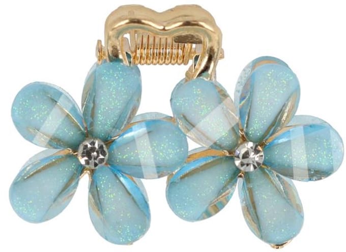 Haarsoires Haarspeld Haarklem 4cm – Glitter Bloemen – Blauw