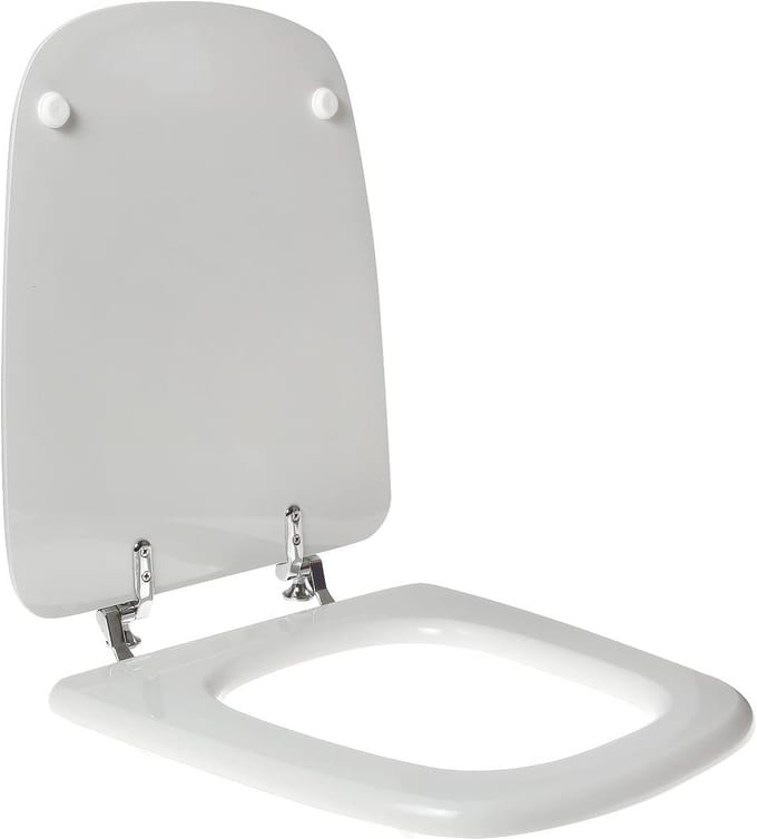 Houten Toiletbril Erg Aansluitend Wit Met RVS Scharnieren