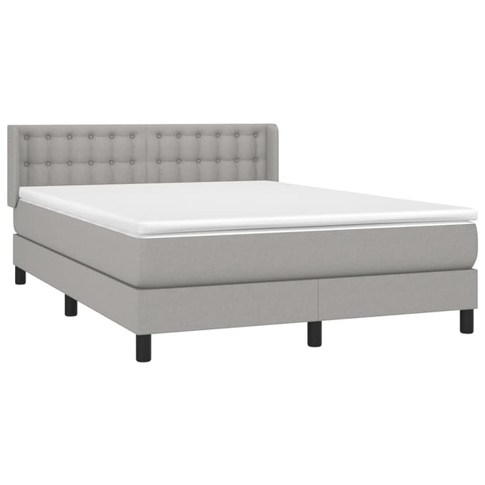 vidaXL - Boxspring - met - matras - stof - lichtgrijs - 140x200 - cm