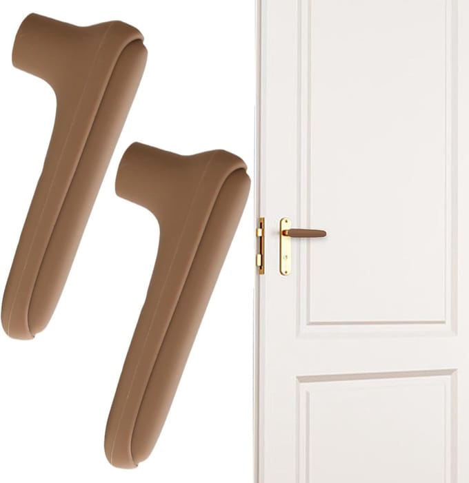 Deurklinkbeschermer Set - Handvat Covers - Veilige Deurafhandeling - Verstelbare Pasvorm - 2 Stuks - Koffie