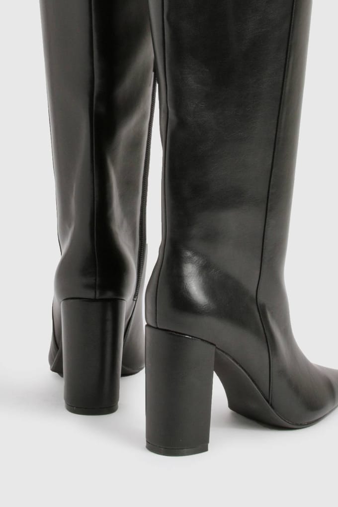boohoo Dames Blokhak Kolomlaarzen | Black | Maat: 7