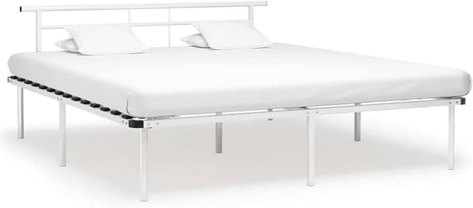 Metalen Bedframe - Klassiek Bedframe - Slaapkamer Inrichting - Solide Constructie - 180x200 cm - Wit