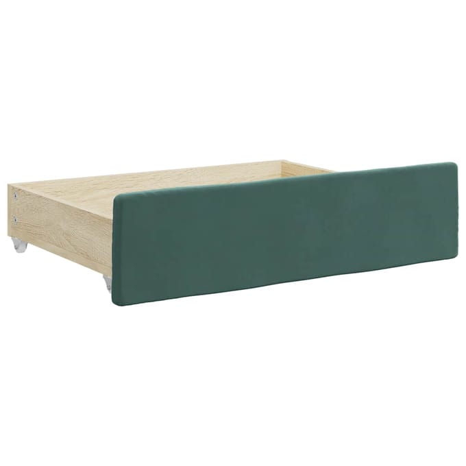 vidaXL - Bedlades - 2 - st - bewerkt - hout - en - fluweel - donkergroen