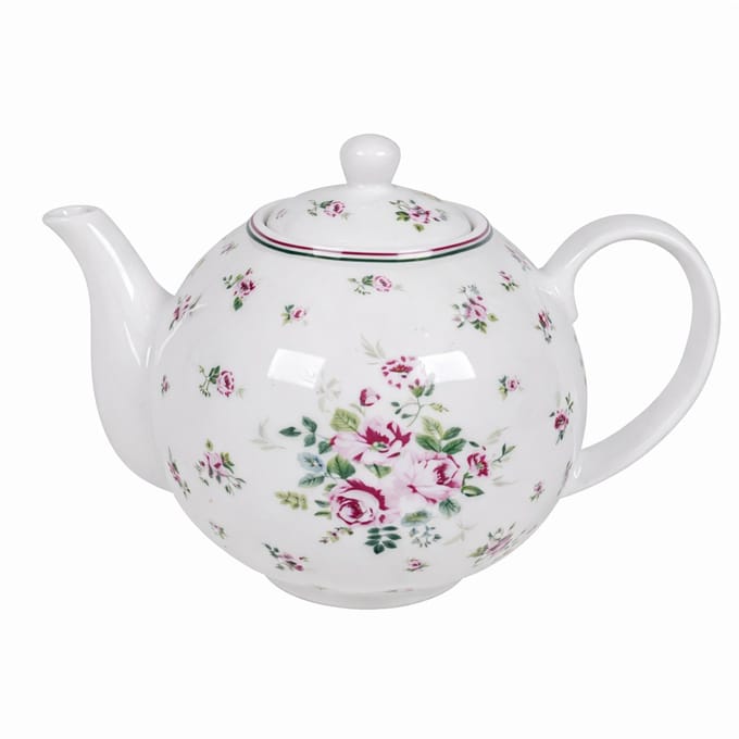 Isabelle Rose - Theepot - Porselein - 1L - Wit Roze | Lisa