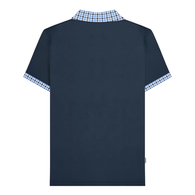Lambretta Heren SS25 Gingham Polo Shirt (Marineblauw)
