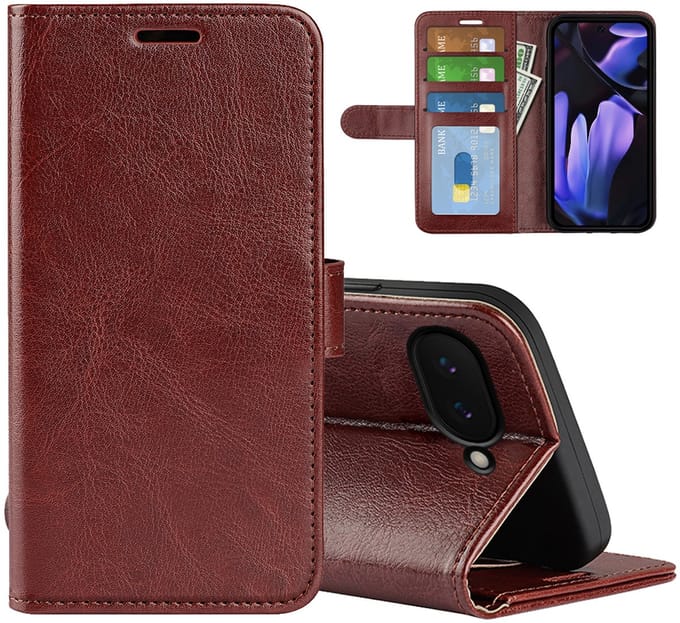 MobyDefend Hoesje - Geschikt voor Google Pixel 9a - Wallet Book Case (Sluiting Achterkant) - Bruin
