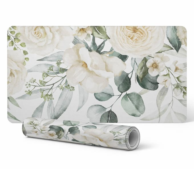 Antislip bureauonderlegger met vintage bloemenpatroon 100x50 cm