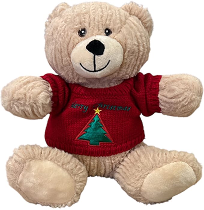 Kerstknuffel beer beige met piep 25 cm