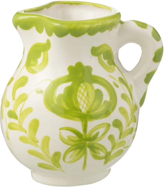 J-Line kruik Granada - keramiek - wit/groen - small